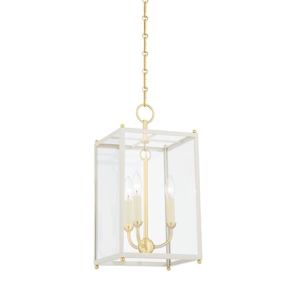 Hudson Valley Lighting Mark D. Sikes X Chaselton 3 Light Lantern 10 In. Aged Brass/Off White MDS1200-AGB/OW - main