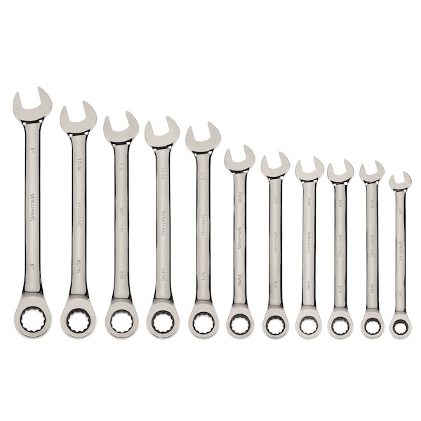 Williams Williams Combo Ratchet Wrench Set, 3/8-1", 11 pcs. JHWS-1121NRC - main