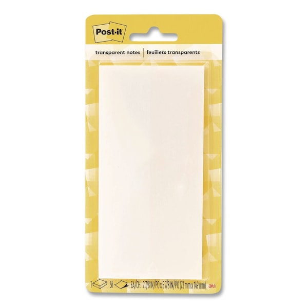 Post-It Transparent Notes, 2.88" x 5.88", Clear, 36 Sheets/Pad 636-TRSPT - main