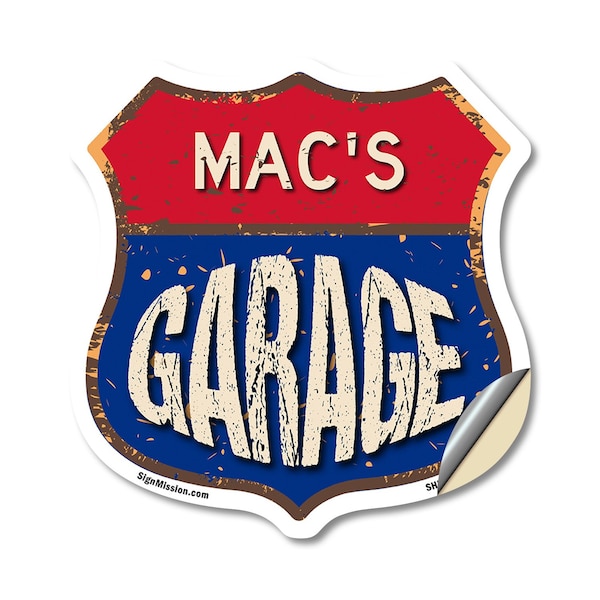 Signmission Mac's Garage, 18 Inch X 18 Inch, Vinyl Decal SHI-D-18-383-MAC - main
