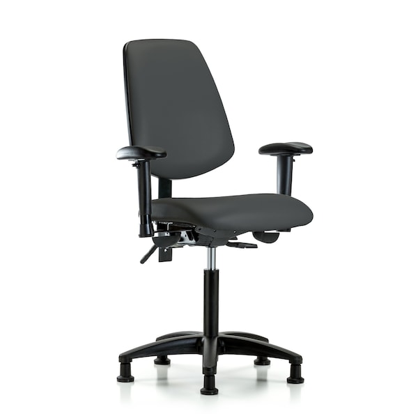 Blue Ridge Ergonomics Medium Bench Chair Adjustable Arms, 22" to 29" Height, Vinyl, Charcoal BR-VMBCH-MB-RG-T1-A1-NF-RG-8605 - main