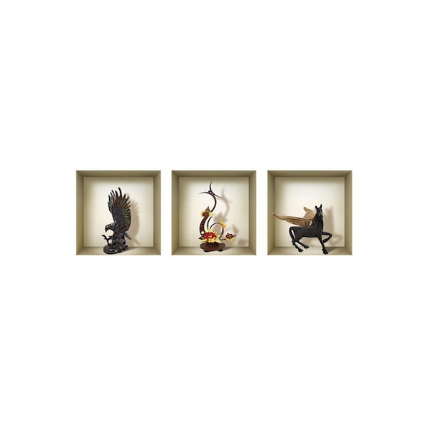 Homeroots Set of Three Hag Faux Niche 3D Peel and Stick Wall Decals, 3PK 565394 - main