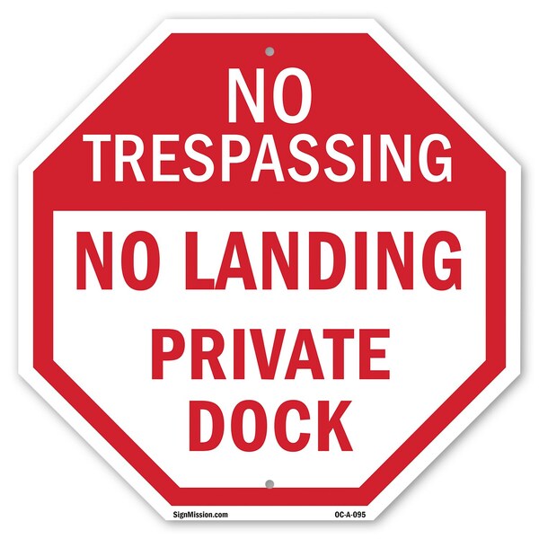 Signmission No Trespassing No Landing Private D, 6 Inch X 6 Inch, Plastic Sign OC-P-6-95 - main