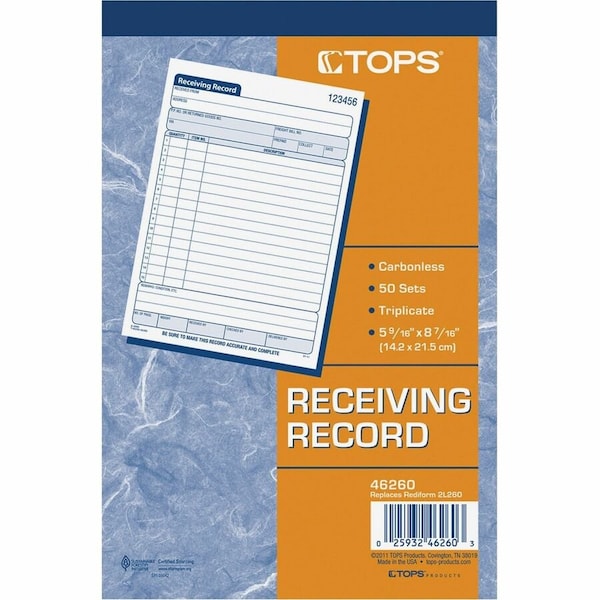 Tops Receiving Record Book, 5-1/2 x 7-7/8, 3-Pt TOP46260 - main