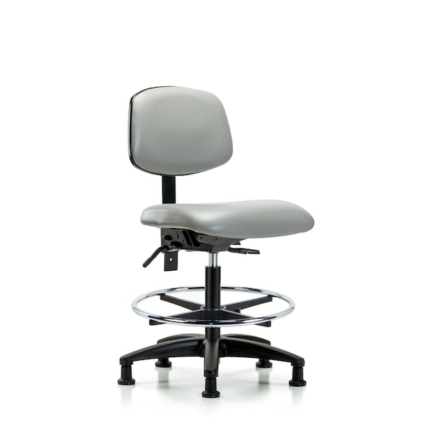 Blue Ridge Ergonomics Chair, Vinyl, Med Bench, Tilt CF Glides, Dov, No Arms, 22" to 29" Height, Dove BR-VMBCH-RG-T1-A0-CF-RG-8567 - main