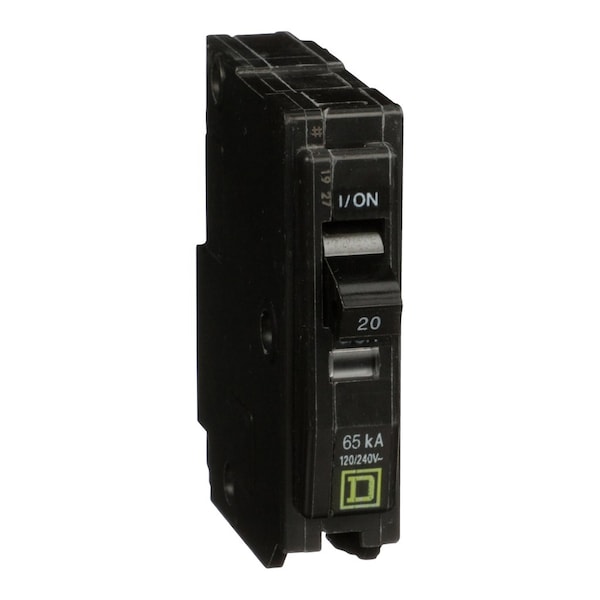 Square D Miniature Circuit Breaker, QO Series, 20A, 1 Pole, 120/240V AC, 65kA at 120V AC QH120 - main