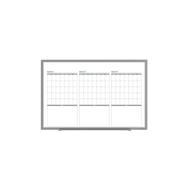 Ghent Calendar Whiteboard with Aluminum Frame, 3 Month Calendar, Magnetic, 4'H x 6'W GRPM333M-46 - main