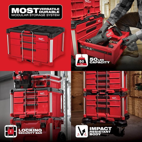 Milwaukee Tool PACKOUT Multi-Depth 3-Drawer Tool Box