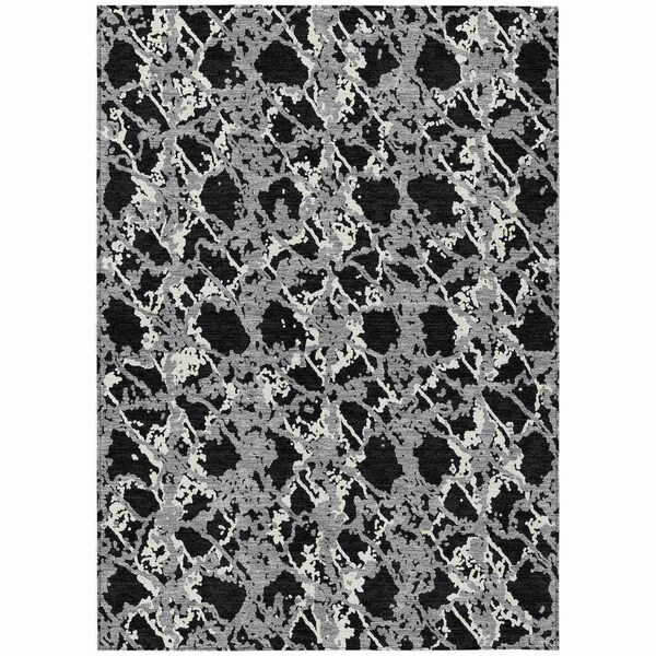 Homeroots 9' X 12' Black And Gray Abstract Washable Indoor Outdoor Area Rug 614129 - main