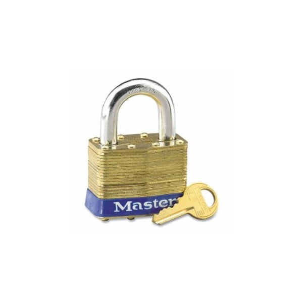Master Lock No. 4 Laminated Brass Pin Tumbler Padlocks, 9/32 in Diam., 3/4 in L X 5/8 in W, 6PK 470-4 - main
