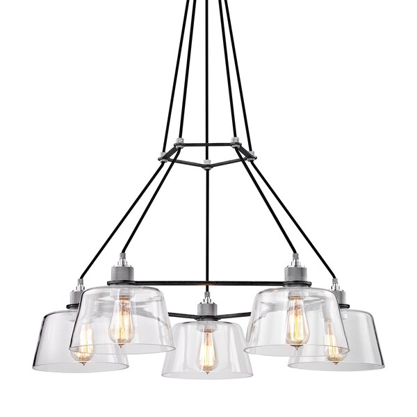 Troy Lighting Audiophile 5 Light Chandelier 35.5 In. Old Silver And Polished Alumin F6155 - main