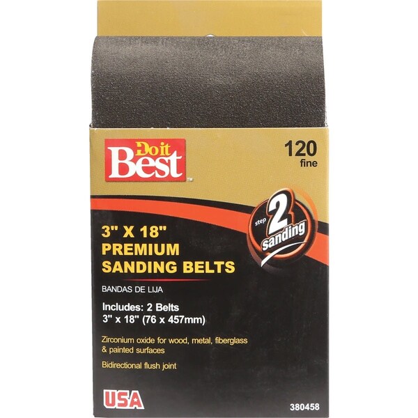 Do It Best 3''x18'' 120 Grit Hvy Dty Premium Sanding Belt, 2PK 380458GA - main