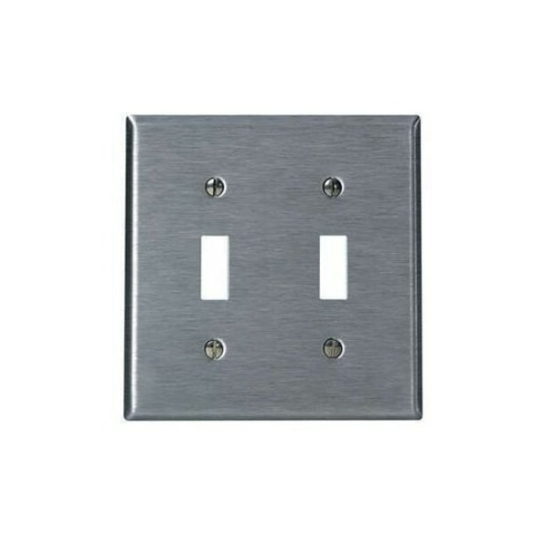 Leviton Switch Wallplate, Midway Size, Gang 2, Stainless Steel SSJ2-40 - main