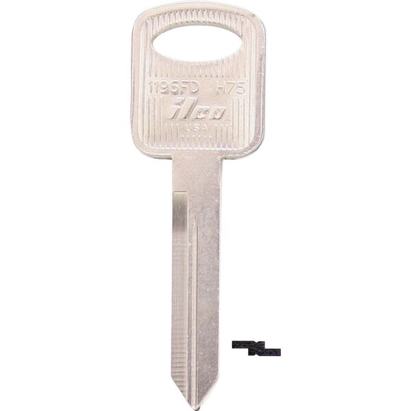Kaba Ilco Ford Nickel Plated Automotive Key, H75 / 1196FD, 10PK AL00000632 - main