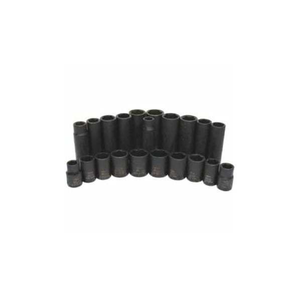 K-Tool International 3/8 in Drive Impact Socket Deep Socket, black oxide, Metric, 15mm, 2-1/2in.L, Hex KTI-37215 - main