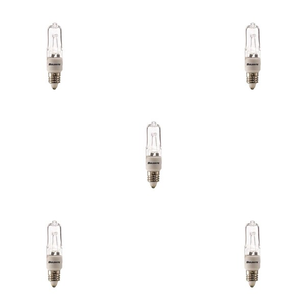 Bulbrite 35W 120V Dimmable Clear T4 Halogen Mini Light Bulbs, Mini-Candelabra E11 Base, 2900K, 5PK 860795 - main
