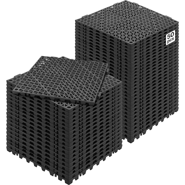 Vevor Interlocking Drainage Floor Mat 12" x 12" PVC Non-Slip Floor Tiles, 55PK KXD-PVSY295-1 - main