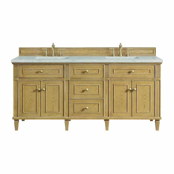 James Martin Vanities Lorelai 72in Double Vanity, Light Natural Oak w/ 3 CM Eternal Jasmine Pearl Silestone Top 424-V72-LNO-FEJP - main
