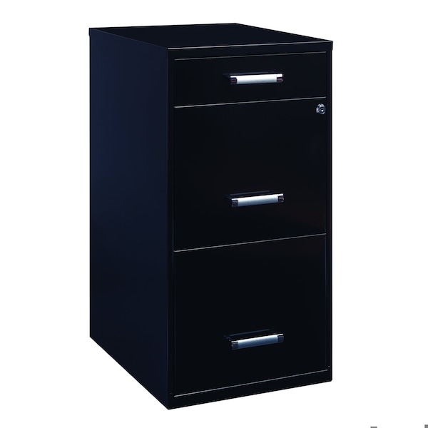 Space Solutions 14.25 in W 3 Drawer Vertical File Cabinet W/ Pencil Drawer, Black 20990 - main