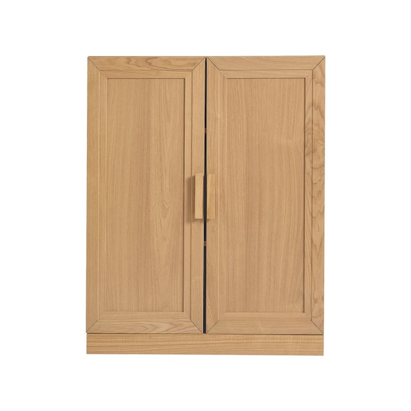 Homeroots Set Of Two Natural Wood Corner Accent Cabinet With Two Doors 719684 - main