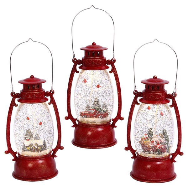 Gerson Multicolored Holiday Spinning Water Globe Lantern 10 in. 2429050 - main