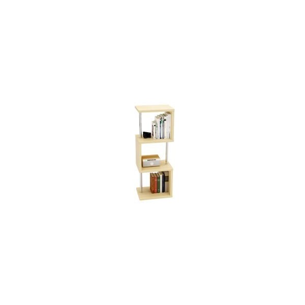 Homeroots 43" Cream Steel Three Tier Corner Bookcase 480466 - main