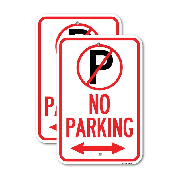 Signmission No Parking No Parking Symbol and Arrow Pointing Left a, 12'' X 18'', Heavy Gauge Aluminum, 2PK A-1218-2PACK-23819 - main