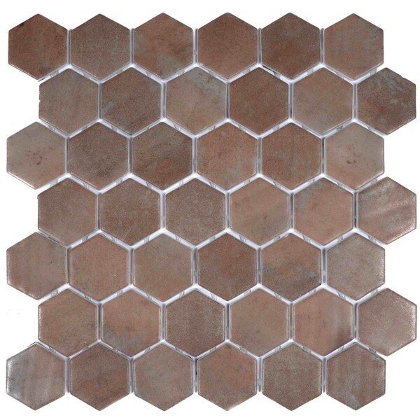 Apollo Tile Lucenza 12x12 in. Taupe Matte Recycled Glass Hexagon Mosaic Tile (5.28 sq ft/case) 6PK APLGIO88CALHEXA - main