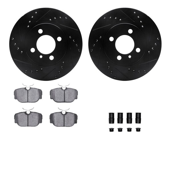 Dynamic Friction Co DFC Rotors-Drilled & Slotted-Black w/ EURO 5000 Ceramic Brake Pads Incl Hdw 8612-31014 - main