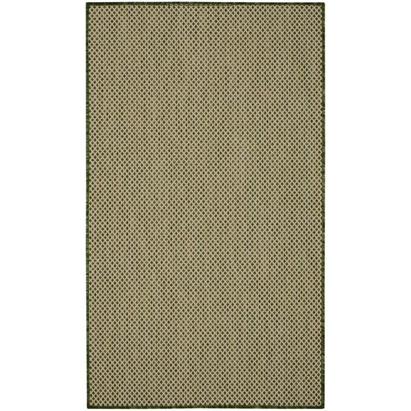 Homeroots 3' X 5' Green And Beige Geometric Indoor Outdoor Area Rug 572338 - main