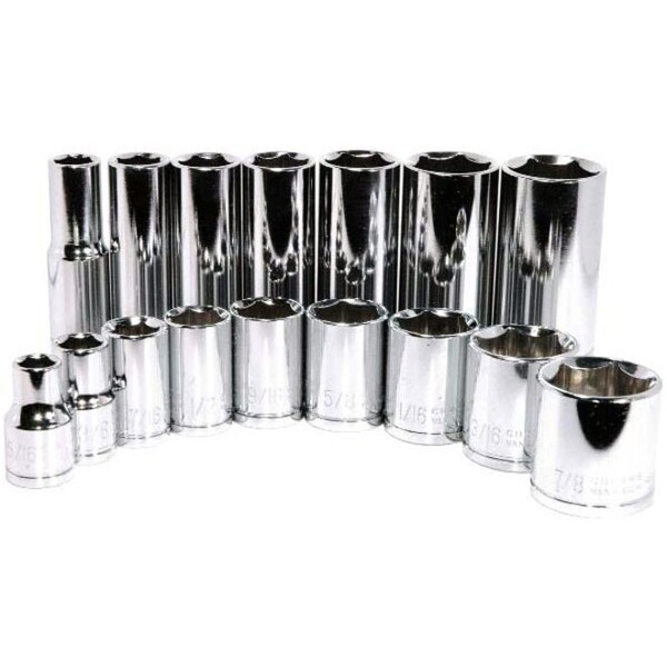 K-Tool International 3/8" Drive, 1/2" SAE Socket, 6 Points, Standard 6Pt, 1/2", 3/8"Dr KTI-22116 - main