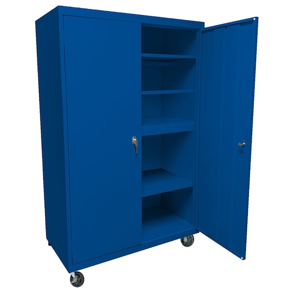 Steel Cabinets Usa Mobile Steel Storage Cabinet, 36" W, 78" H, Blue, 4 Shelves MAAH-36782RB-BL - main