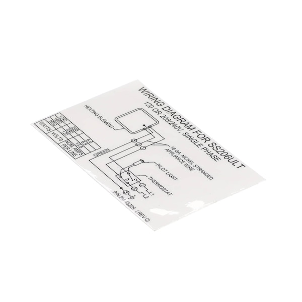 Wells Label/Decal, Wiring Diagram, 120/280/240 Volt, SS206ULT 2M-46228 - main