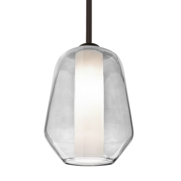 Besa Lighting Link Stem Pendant, Clear/Opal, Bronze Finish, 1x60W Incandescent 1TT-LINKCL-BR - main