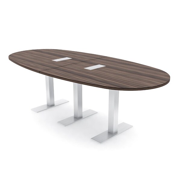 Skutchi Designs 8ft Boval Conference Table With Power | Harmony Series | 8 Person Meeting Room Table HAR-BOVL-48X96-T-H3041-ESIL - main