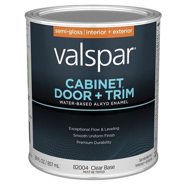 Valspar 8200 Cabinet, Door and Trim Paint Enamel, Water Base, Semi-Gloss Sheen, Clear Base, 1 qt 028.0082004.005 - main