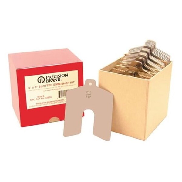 Precision Brand Size D 5in. x 5in. Stainless Steel Slotted Shim, 80 Piece Shop Kit 42975 - main