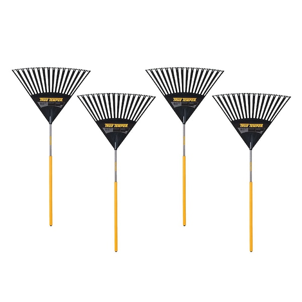True Temper 48 in. Wood Handle Poly Leaf Rake, 15-Tine, 4-Pack 10000-07608 - main
