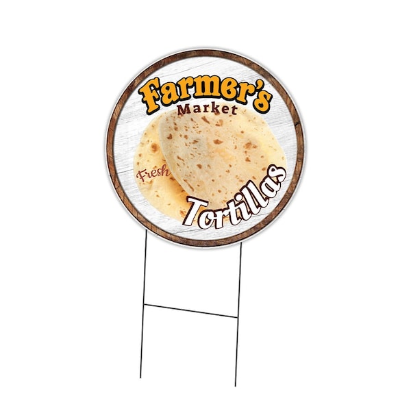 Signmission Farmers Market Tortillas Double Sided Corrugated Plastic Circle Yard Sign, C-24-CIR-DS-WS-Tortillas C-24-CIR-DS-WS-Tortillas - main