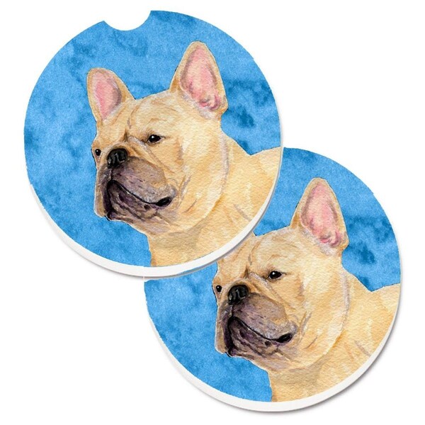 Carolines Treasures Blue French Bulldog Set of 2 Cup Holder Car Coaster SS4761-BUCARC - main