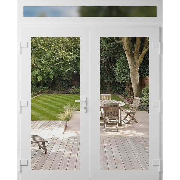 Vdomdoors Front Exterior Prehung Metal-Plastic Double Doors Clear Glass / MANUX 8666 White Silk / Office Comm MANUX8666DEXD-WS-W72xH80+16-RH-I - main