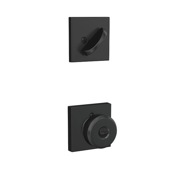 Schlage Residential Bowery Knob with Collins Rose Interior Active Trim with 12326 Latch and 10269 Strikes Matte F59BWE622COL - main