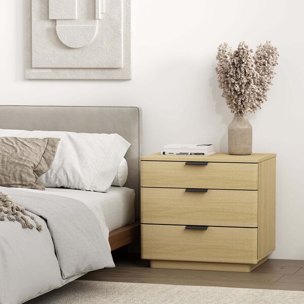 Manhattan Comfort Payton Nightstand in Natural Oak and Black NS009-NO - main