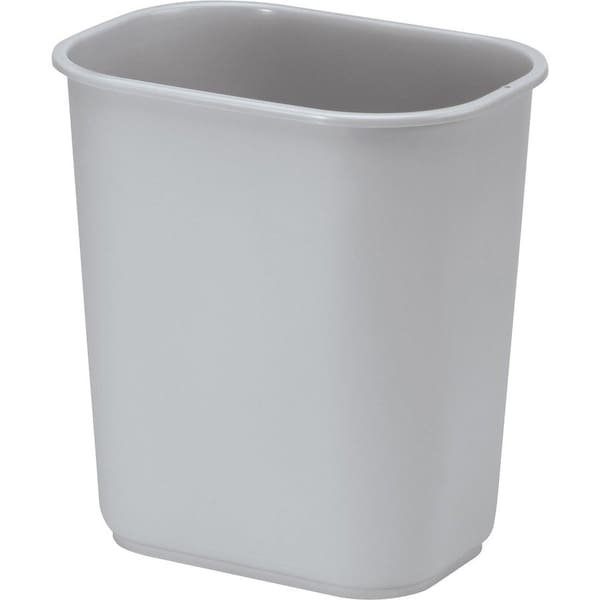 Rubbermaid Commercial Deskside 3 gal Rectangular Indoor Plastic Can, Gray, None, Plastic, 8 1/4 in FG295500GRAY - main