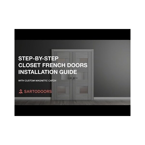Sartodoors Solid French Double Doors, Planum 0040 White Silk with Black Glass, Wood Solid Panel Frame Trims, C PLANUM0040DD-WS-4884 - main
