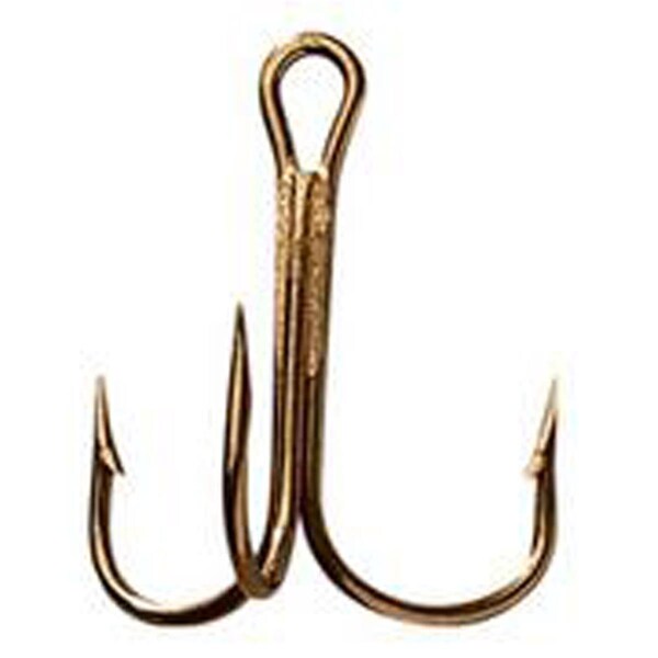 Mustad 3551BR-2 by 0-25 Bronze Ringeye Sport Treble Hooks, Size 2 by 0, 25PK 3551BR-2/0-25 - main