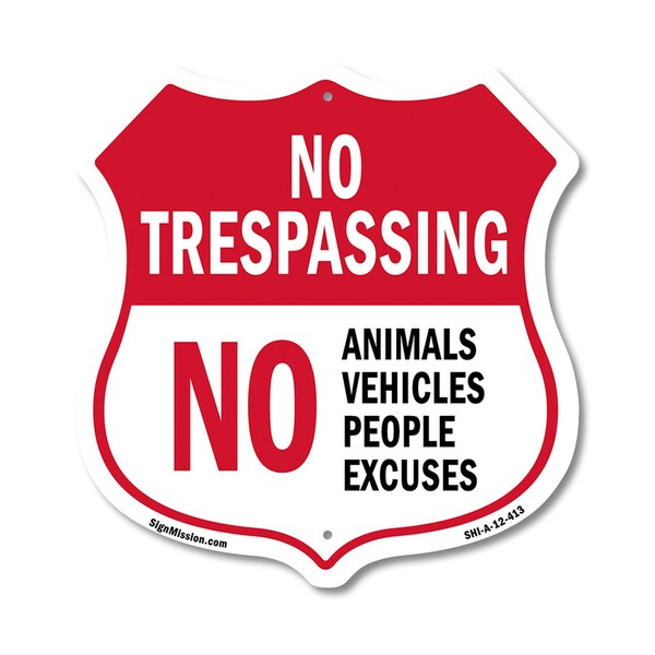 Signmission No Trespassing Shield Sign No Animals Ve, 12 Inch X 12 Inch, Aluminum Metal Sign SHI-A-12-413 - main