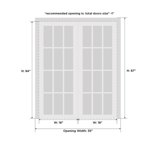 Sartodoors Closet Bypass Interior Door, 36" x 84", White QUADRO4117DBD-WS-3684 - main