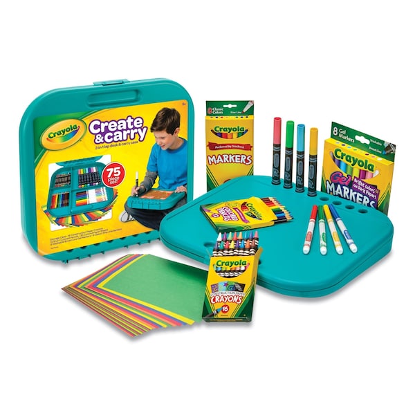 Crayola Create N Carry Case, Combo Art Storage Case and Lap Desk, 75 Pieces 04-6814 - main