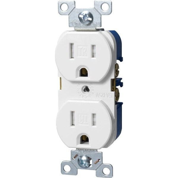 Eaton Wiring Devices Straight Blade Receptacle, 5-15R, 15 A, 125V AC, 2 Pole, 3 Wire, Flush Mount, Grounded TRBR15W-BXSP - main